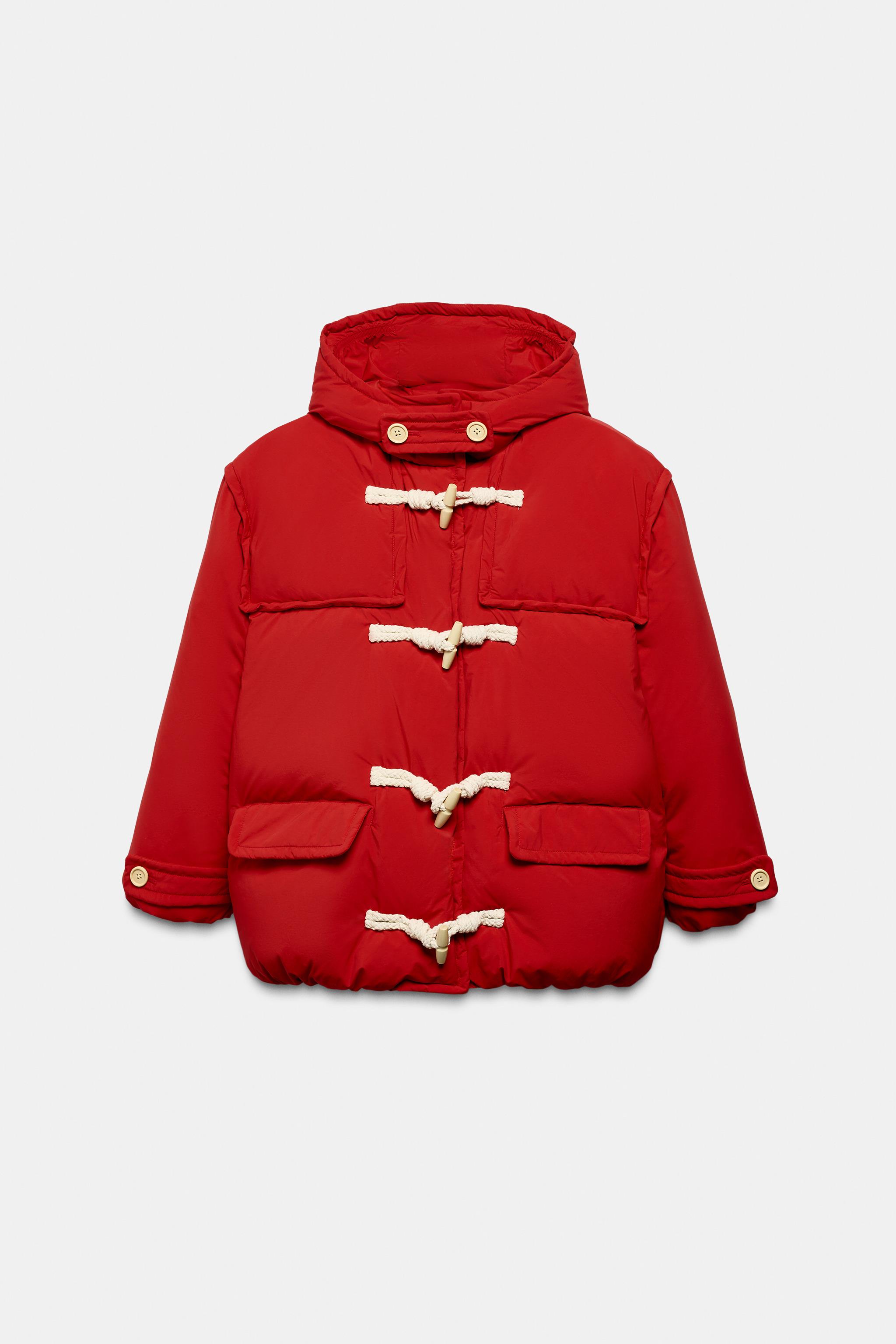 HOODIE FEATHER DOWN PUFFER COAT FIREMAN CLASP